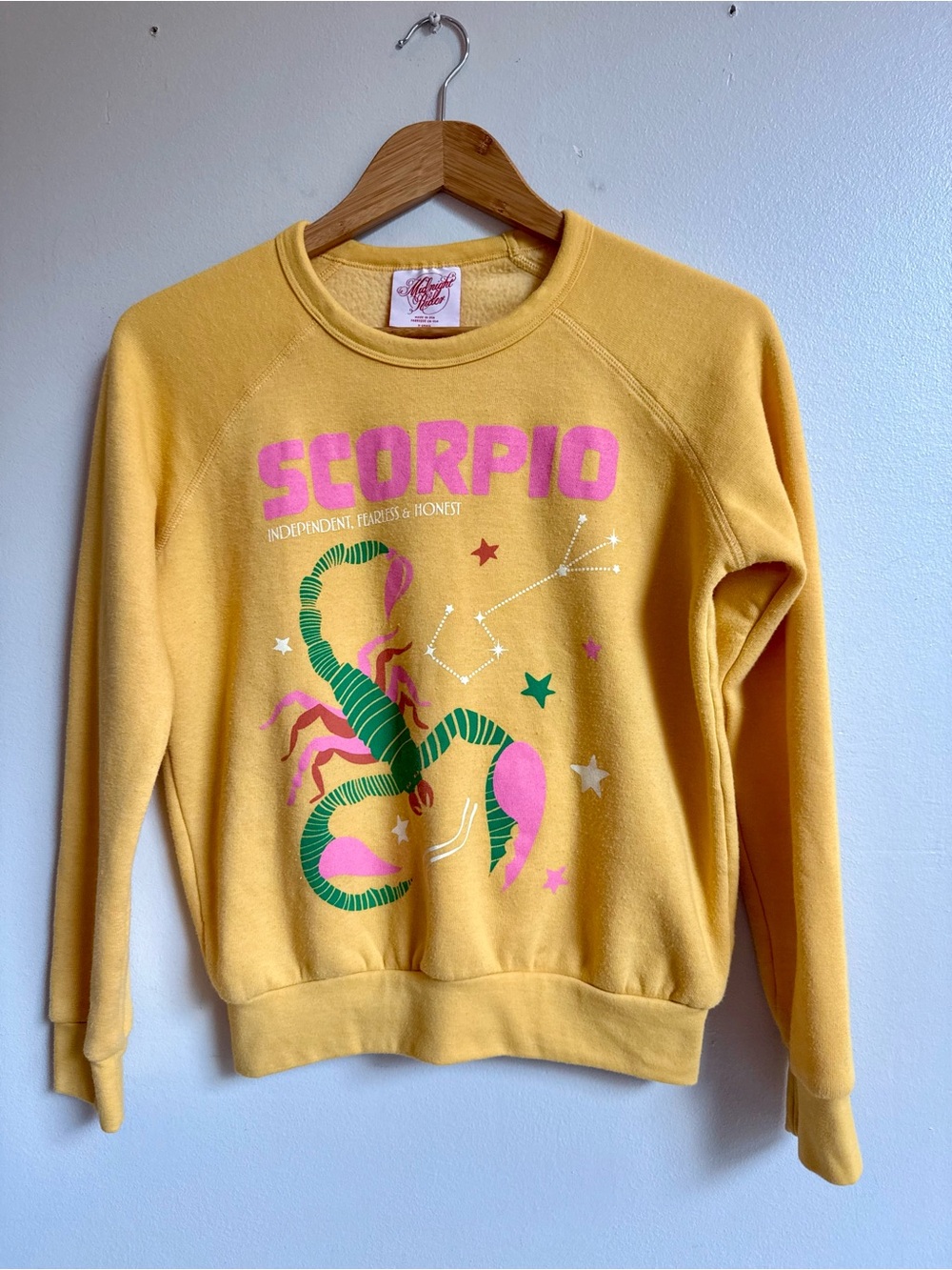 Anthropologie Yellow Scorpio Graphic Crewneck Sweater
